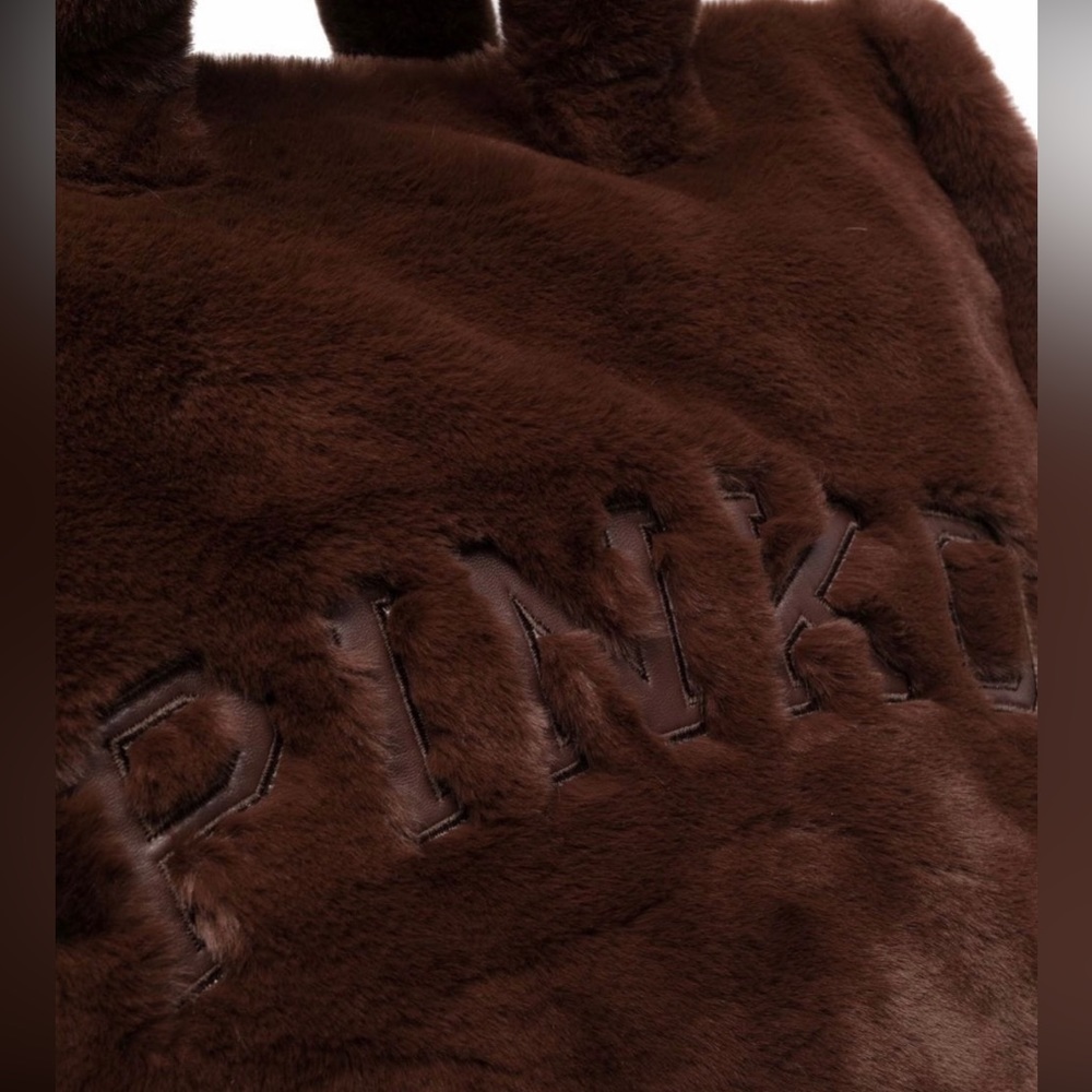 LUSCIOUS GREAT GIFT!! BNWT Pinko Debossed faux fur plush tote brown PRICE FIRM - Picture 16 of 16